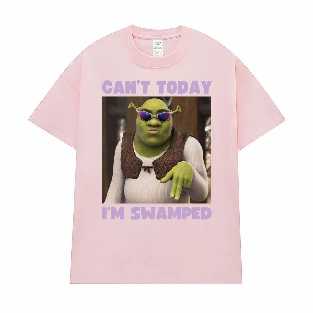 Non Posso Oggi Sono Travolto Divertente Meme di Shrek Maglietta Unisex Donna Casual Umorismo Manica Corta Yk T-shirt Vintage Gotico Magliette Oversize