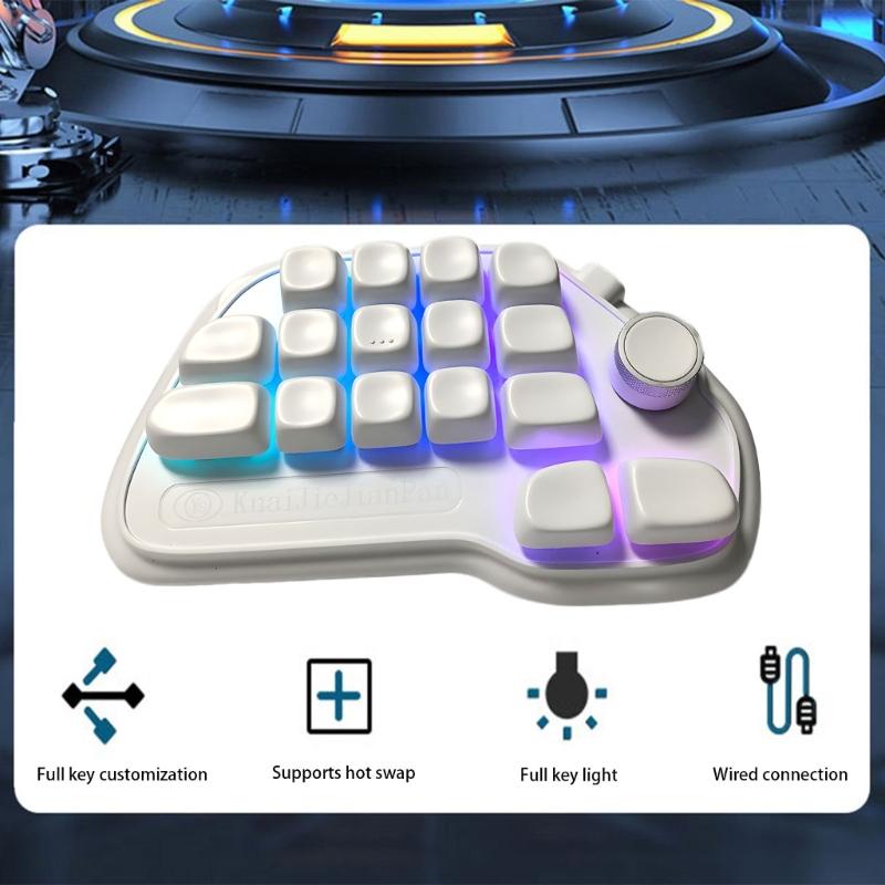 17 Key Hot Swappable Mechanical Number Pad with VIA Programmability USB wireds Connection and RGBs Backlit PBT Keycaps for Laptop PC