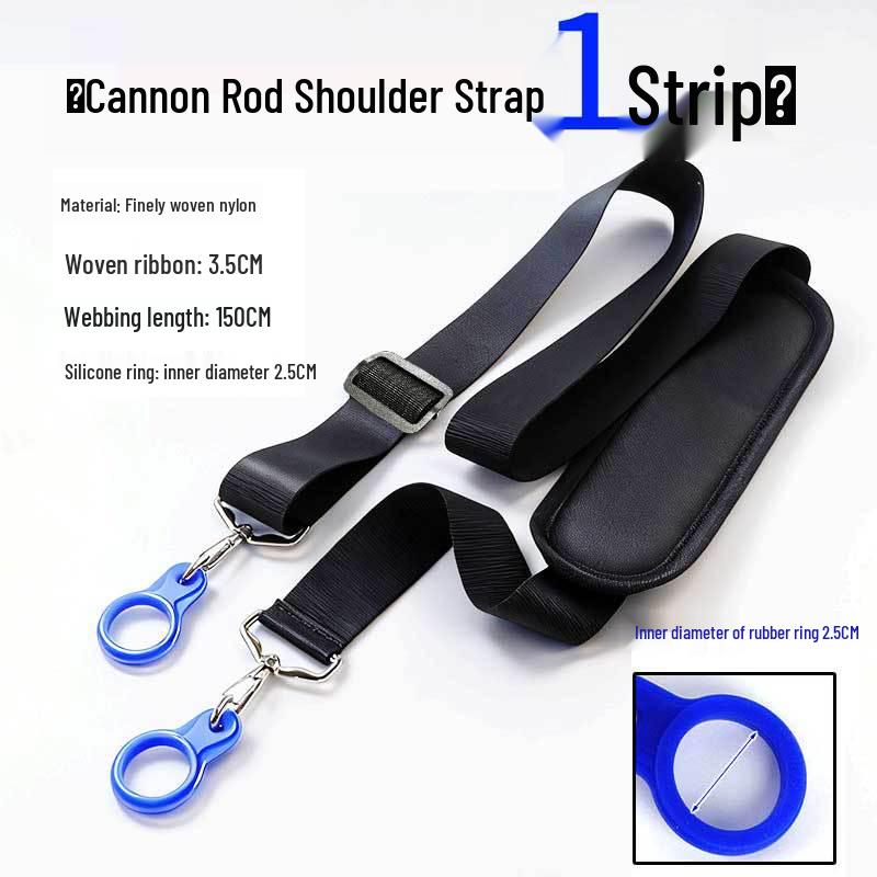 Cannon Rod Strap: Traditional Long Fishing Rod – New Model, Labor-Saving, Thickened with Silicone Ring and Shoulder Strap