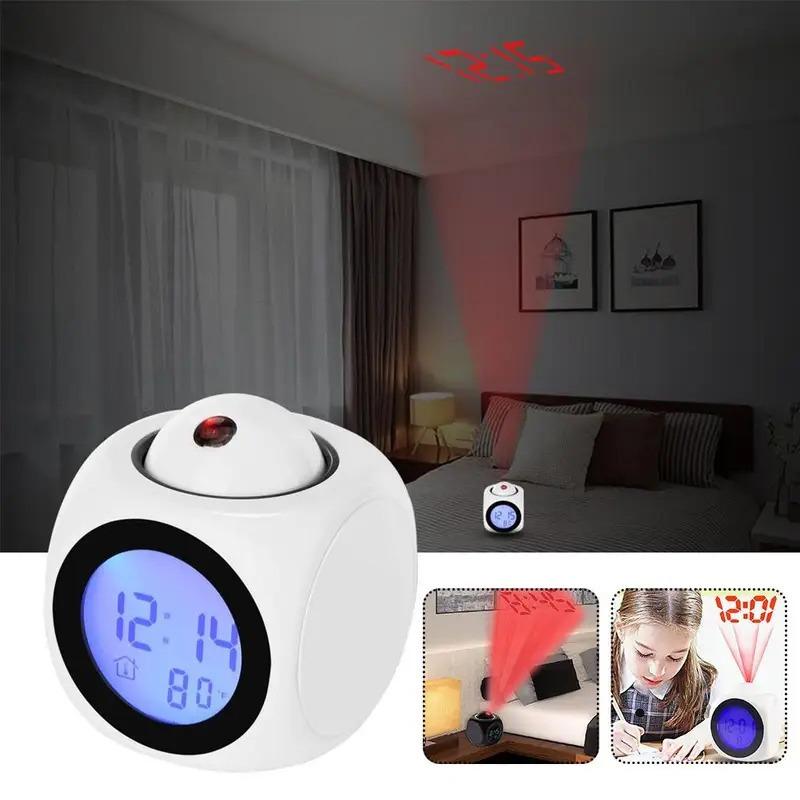 Multifunctional Projection Alarm Clock Glow-in-the-Dark Digital Clock Bedside Alarm Clock with Temperature and Humidity Display