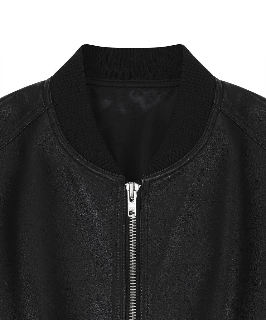 Noirer Cow Leather Ma-1 Blouson (Black)
