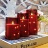3 Packs Flickering Flameless Candle Built In Star String Light Unbreakable 3D Wick Glass Battery Powered LED Pillar Candle  Acrylic Battery Candle