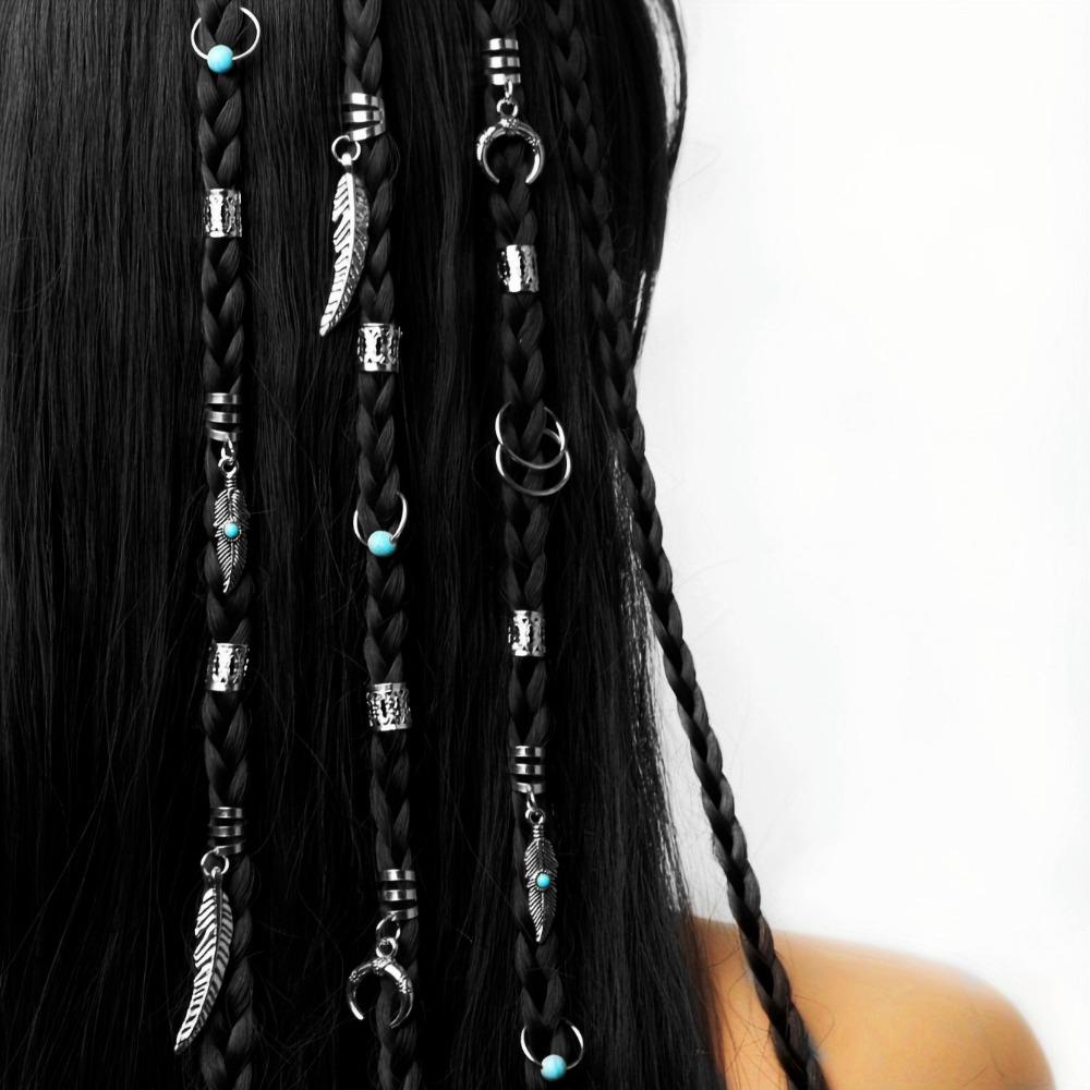 31pcs Dread Locks Dreadlocks Beads Turquoise Hair Braid Tubes Hollow Out Hair Ring for Braids