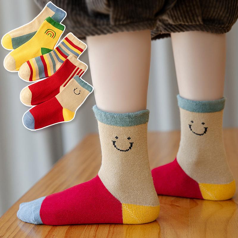 5 Pairs of Baby Spring and Autumn Mid Tube Socks Cotton Breathable Baby Cartoon Socks, Sports Socks for Boys and Girls Aged 0-8