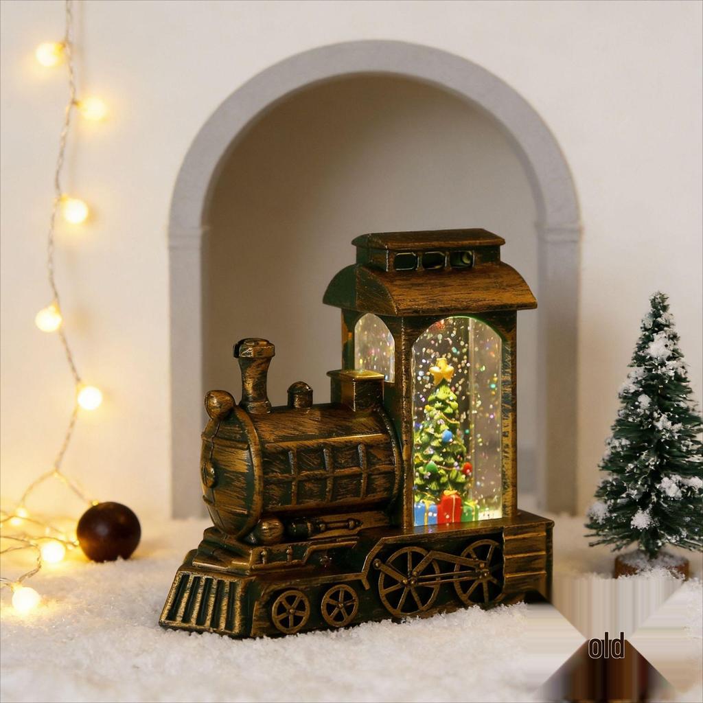 Christmas Snowflake Train Lantern Ornament - Water-Filled Luminous Desktop Decoration