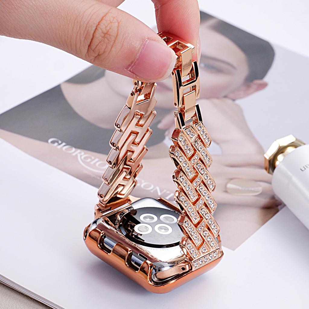 Diamond Strap Suitable for Apple Watch 40/44/38/45/41/49/42mm Metal Bracelet iWatch Series Se 7 6 3 5 Ultra 2 8 9