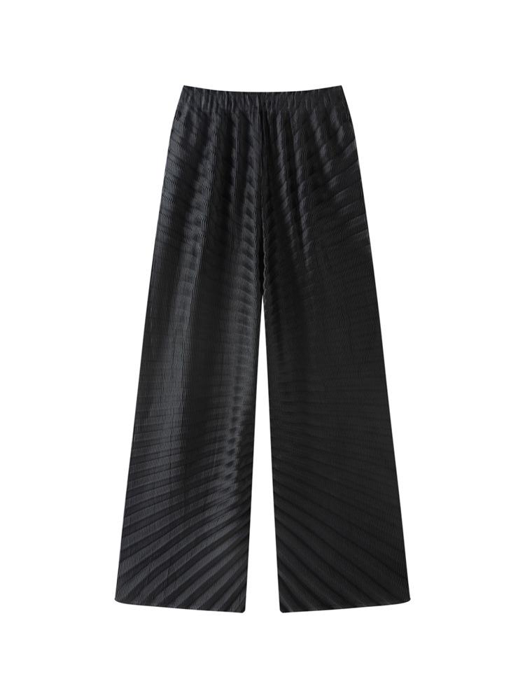 Miyake Women s High-End Pleated Wide-Leg Spring Pants - Casual, Fashionable, Loose Long Style One Size чёрный