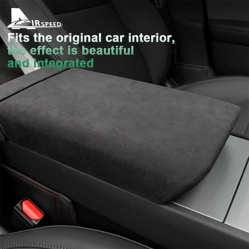 Italian Top Suede Armrest Box Protective ABS Cover Trim for Tesla Model Y Juniper 2025 2026 2027 Model 3 Highland 2024-UP