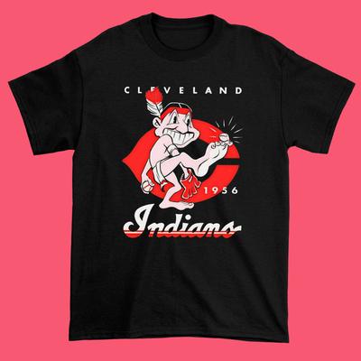 T-shirt da uomo Cleveland Indians Chief Wahoo Nera Cotone S a 5XL JJ3393