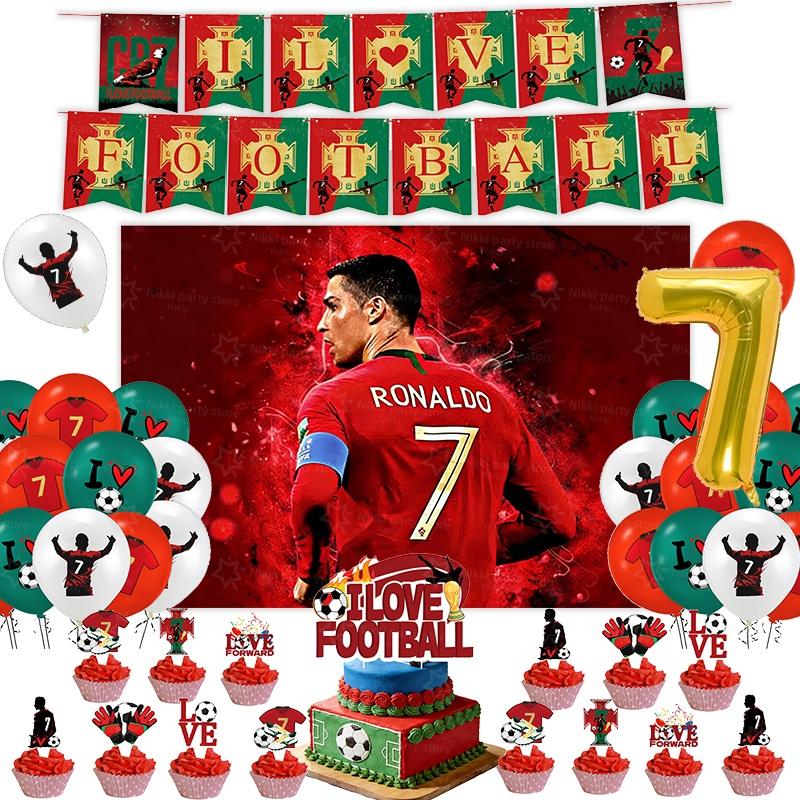 New CR7 Birthday Decoration Soccer Superstar Party Supplies Football Party Favors Tablecloth Plate Paper Cup Backdrop