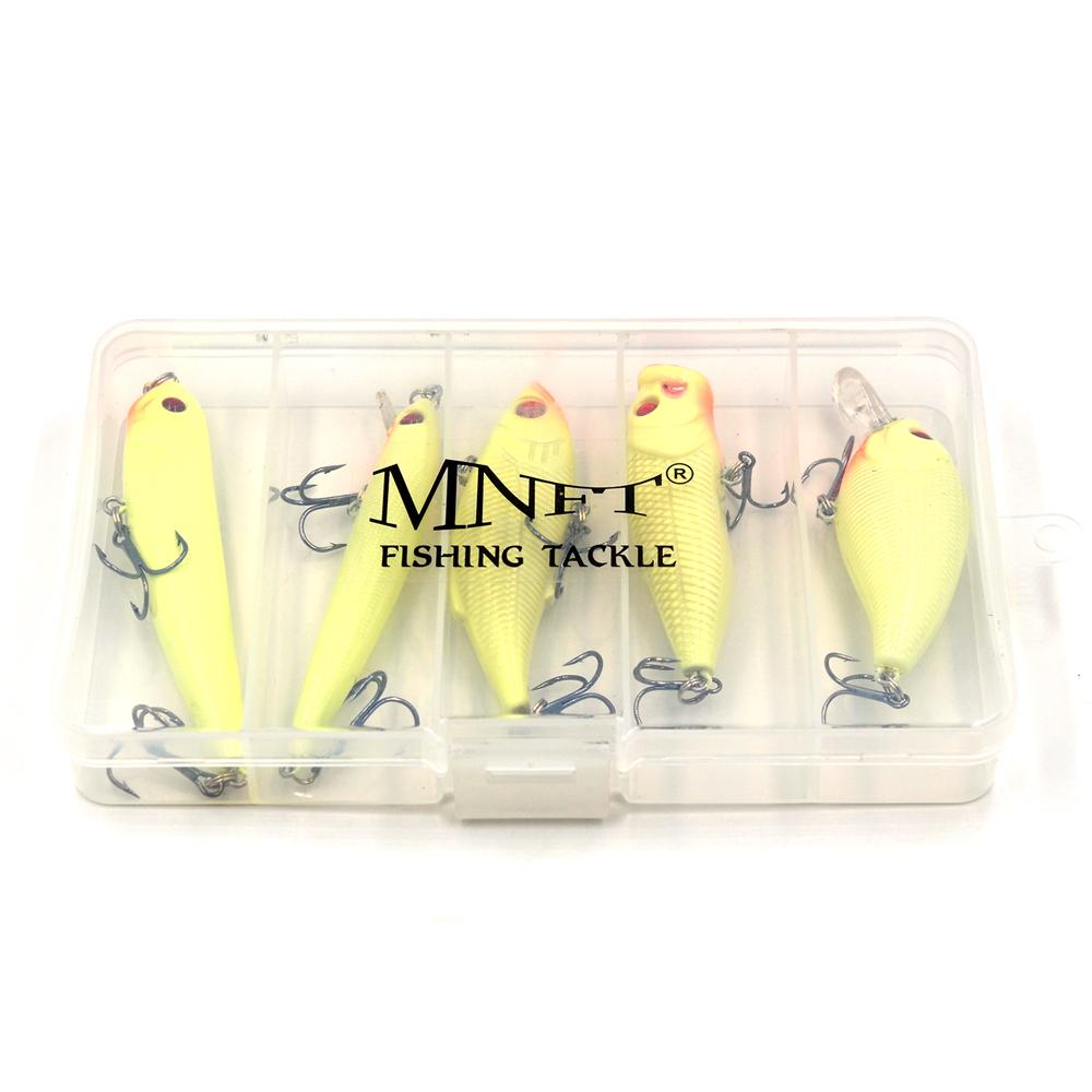 MNFT 5PCS Night Fishing Lure Bait Kit Hard Bait Night Glow Artificial Lures VIB Popper Crank Minnow Pencil With Lure Box