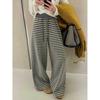2025 Spring European Style Striped Wide-Leg Plus Size Women's Casual Floor-Length Pants