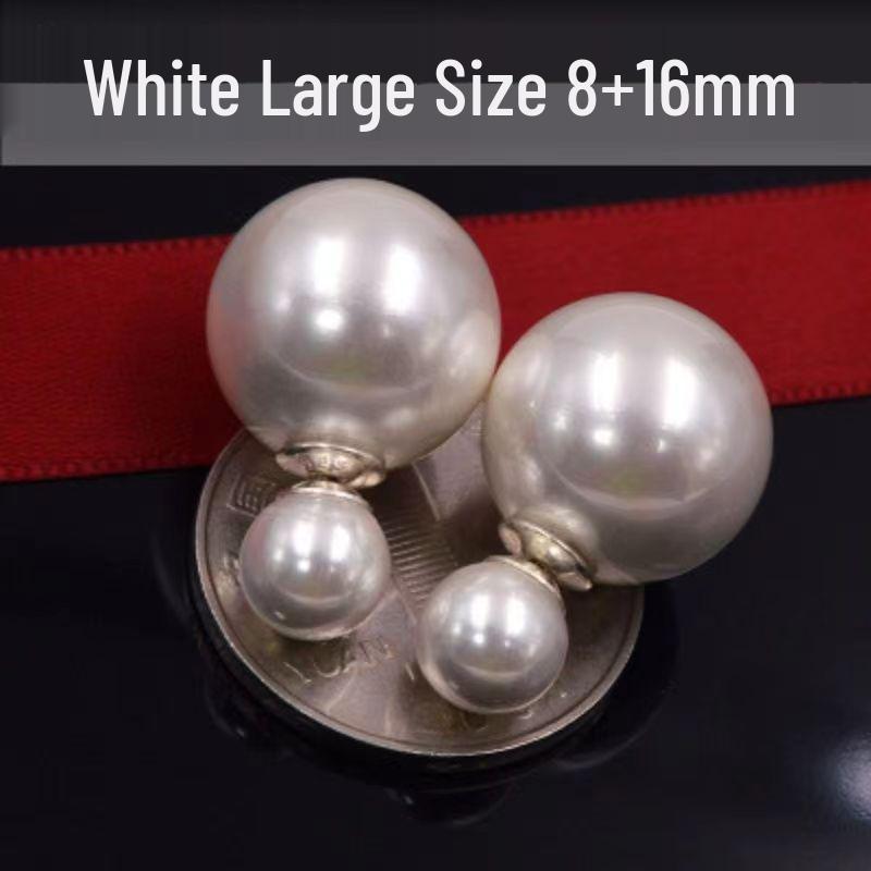 Boucles d'oreilles clous en argent S925 double face avec perle et design coréen – Boucles d'oreilles uniques pour femmes avec taille avant et arrière