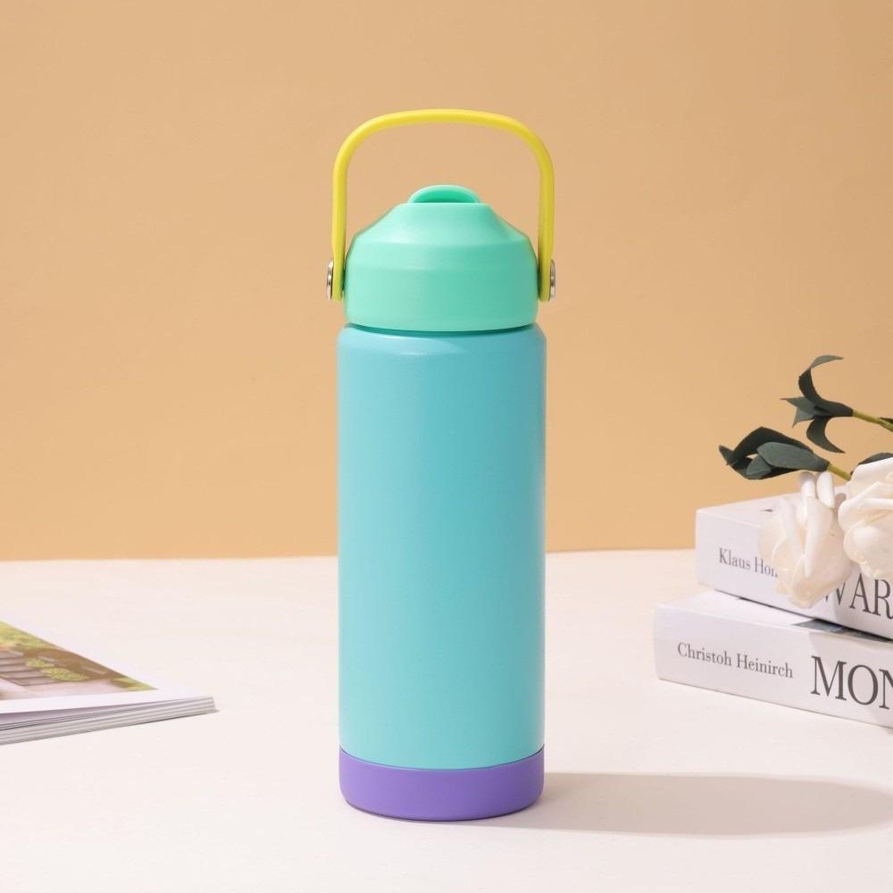 

Новая спортивная бутылка для воды из нержавеющей стали 304, насадка из жидкого силикона, большая емкость, чашка для воды с ручкой, чайник, изоляционные чашки 0.55L синий