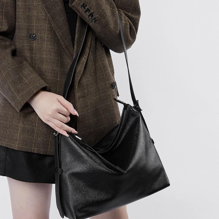 Vintage Top Layer Cowhide High Casual Bag High-End Versatile Shoulder Underarm Bag New Trendy Tote Bag Genuine Leather Bag