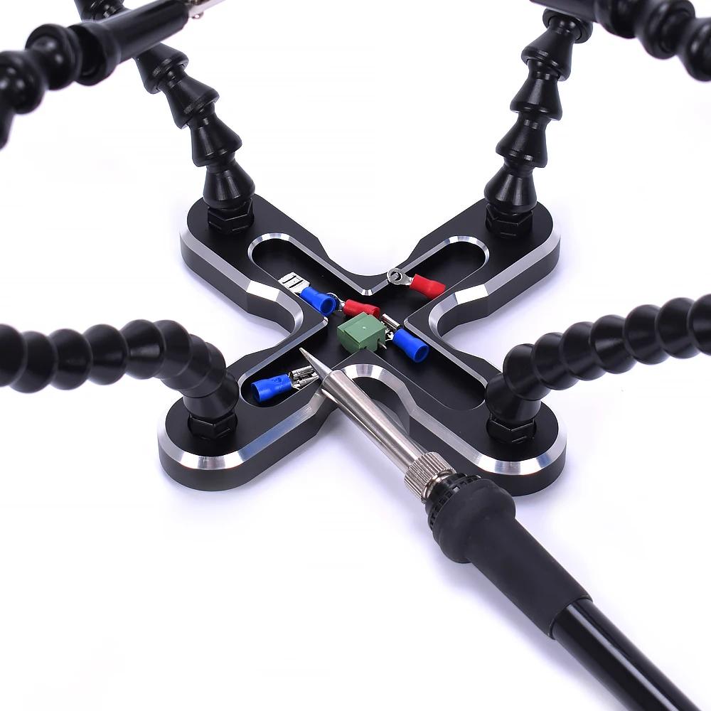 NEWACALOX Soldering Third Hand 4pc Flexible Arm Welding Helping Stand Electronic Repair PCB Circuit Board Holder Model Aircraft