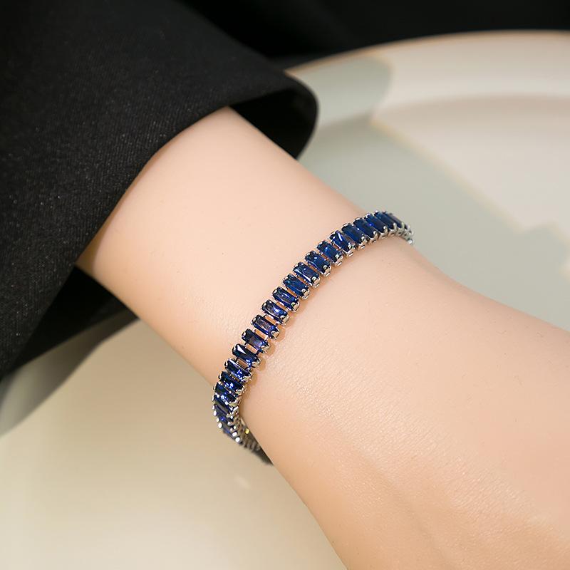 

1шт геометрический браслет из циркона, красочный дизайн, квадратный ряд, однотонные украшения для женщин