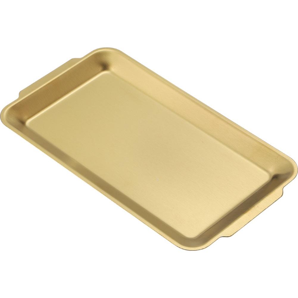 Stainless Steel Rectangular BBQ Food Storage Tray With Two Handles, Polished Flat Dish For Bread, Pastry, Fruit Outdoor Grilling