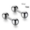 New Unisex Women Gold Black Barbell Earrings Stainless Steel Ball Fashion Jewelry Stud Earrings