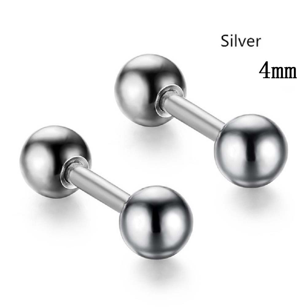 New Unisex Women Gold Black Barbell Earrings Stainless Steel Ball Fashion Jewelry Stud Earrings
