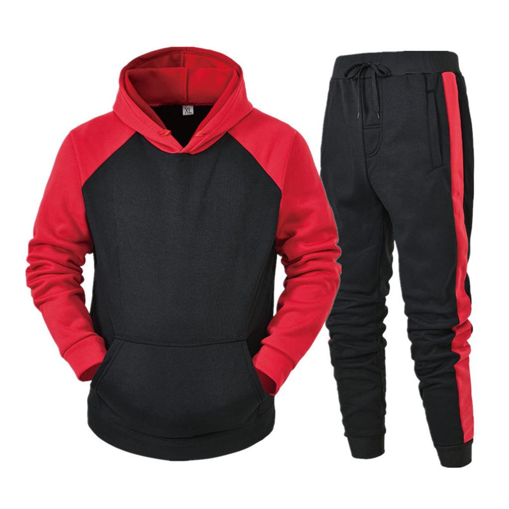 Mens Hooded Sports Tracksuit Unisex Two-Piece Running Outfits Long Sleeve Pullover Hoodies Sweatshirt+Sweatpants Set