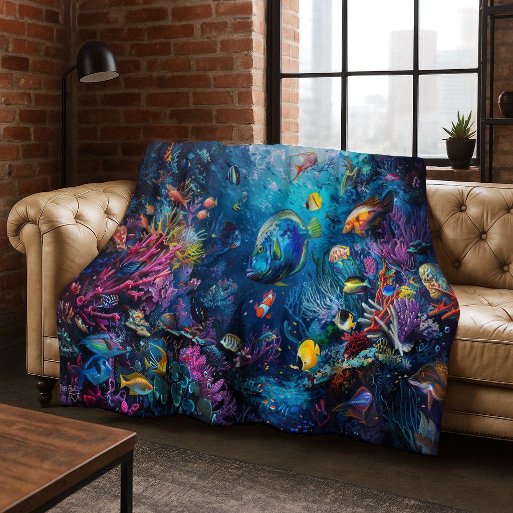 26 Style Underwater World Sea Dolphin Turtle Coral Art Flannel Blanket,Cozy Soft Throw Blanket for Home Bedroom Bed Sofa Kids