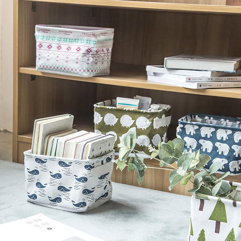 Compact Square Cotton Linen Storage Basket
