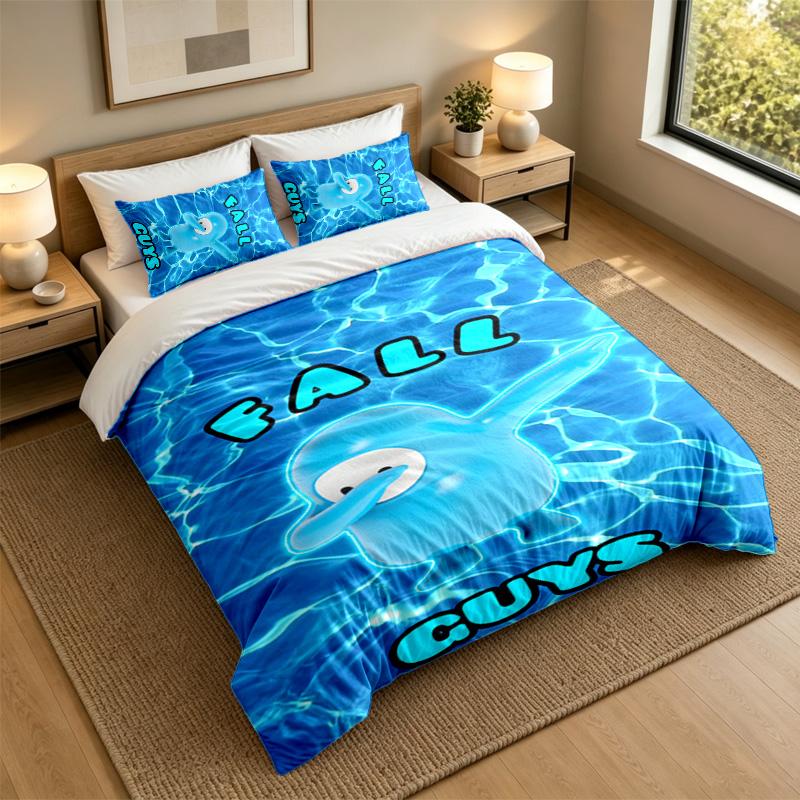 Weiches Bettwäsche-Set Fall Guys Muster, 1 Bettbezug plus 2 Kissenbezüge Stilvolles Schlafzimmer Heimtextilien