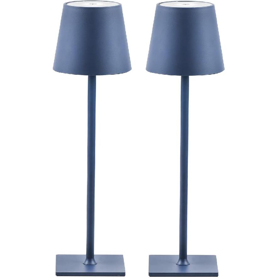 CHLORANTHUS 2 Pack Cordless Table Lamps, 3 Colors Stepless Dimming, 5000mAh Rechargeable Battery LED Desk Lamp for Bedroom/Couple