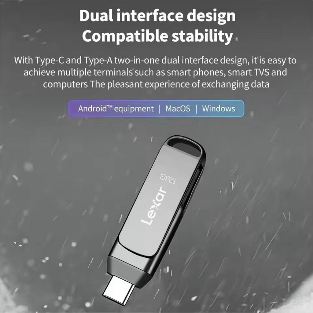 Lexar 128GB OTG Type-C USB Flash Drive 2-IN-1 USB 3.2 Type-C Dual Port U Drives Type-A 32GB 64GB 256GB U Disk Up To 130Mb/s Pen Drive for Phone and PC