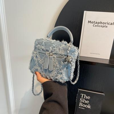 Mode vielseitig Frühling neu Pendler Denim kleine quadratische Tasche Schulter Messenger Kette Damen Tasche