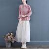 Chemise Vintage Broderie Chinoise Coton Lin Col Montant - Printemps/Automne 2025