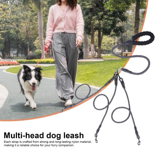 3-Way Adjustable Nylon Dog Leash Kit with Multi-Handle Wear-Resistant Rope Straps Removable 360-degree Rotation Buckle Pet Traction Rope for