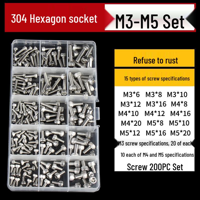 304 Stainless Steel Hex Socket Head Cap Screws, M2-M10, Extended Length