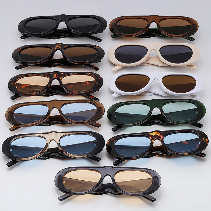 Pcs New Fashion Women Large Frame Retro Sunglasses Sets UV Resistant Oval Female Advanced Minimalist Style Glasses