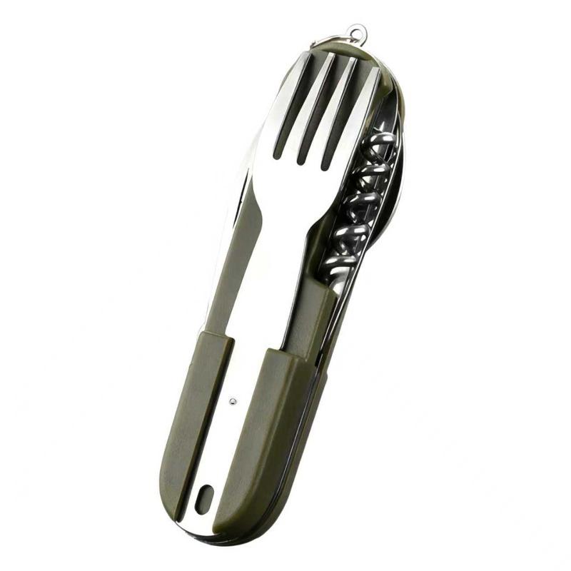 

Outdoor Camping Portable Tableware Set Foldable Stainless Steel Knife Fork Spoon Bottle Opener Multifunctional Wilderness