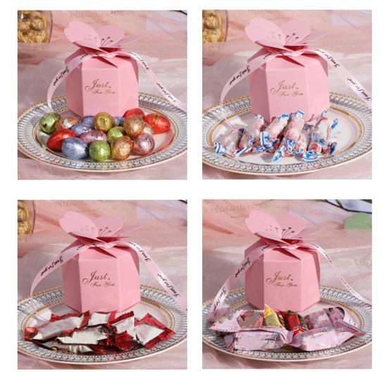 1 Set Candy Box Exquisite Pattern Vibrant Color Hexagonal 3D Visual Effect Reusable Wedding Favor Gift Packaging Candy Box Sweets Container