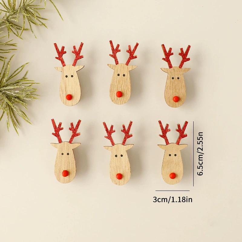 Holiday Tree Ornaments Wooden Decor With Snowflake Reindeer For Christmas Gift