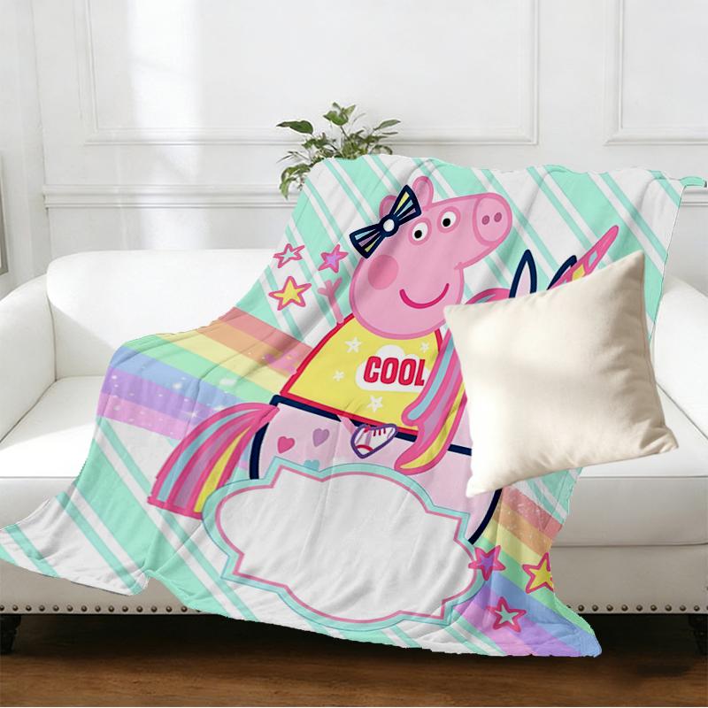 Peppa Pig Print Blanket - Soft & Comfortable, for Bedroom, Travel, Sofa, Home Decoration - Birthday Christmas Gift for Friend