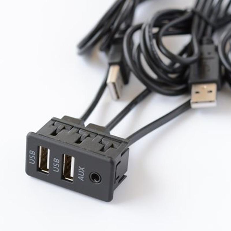 Truck Car Flush Mount USB Port Panel Dual USB Extension Adapter Cable D7WD