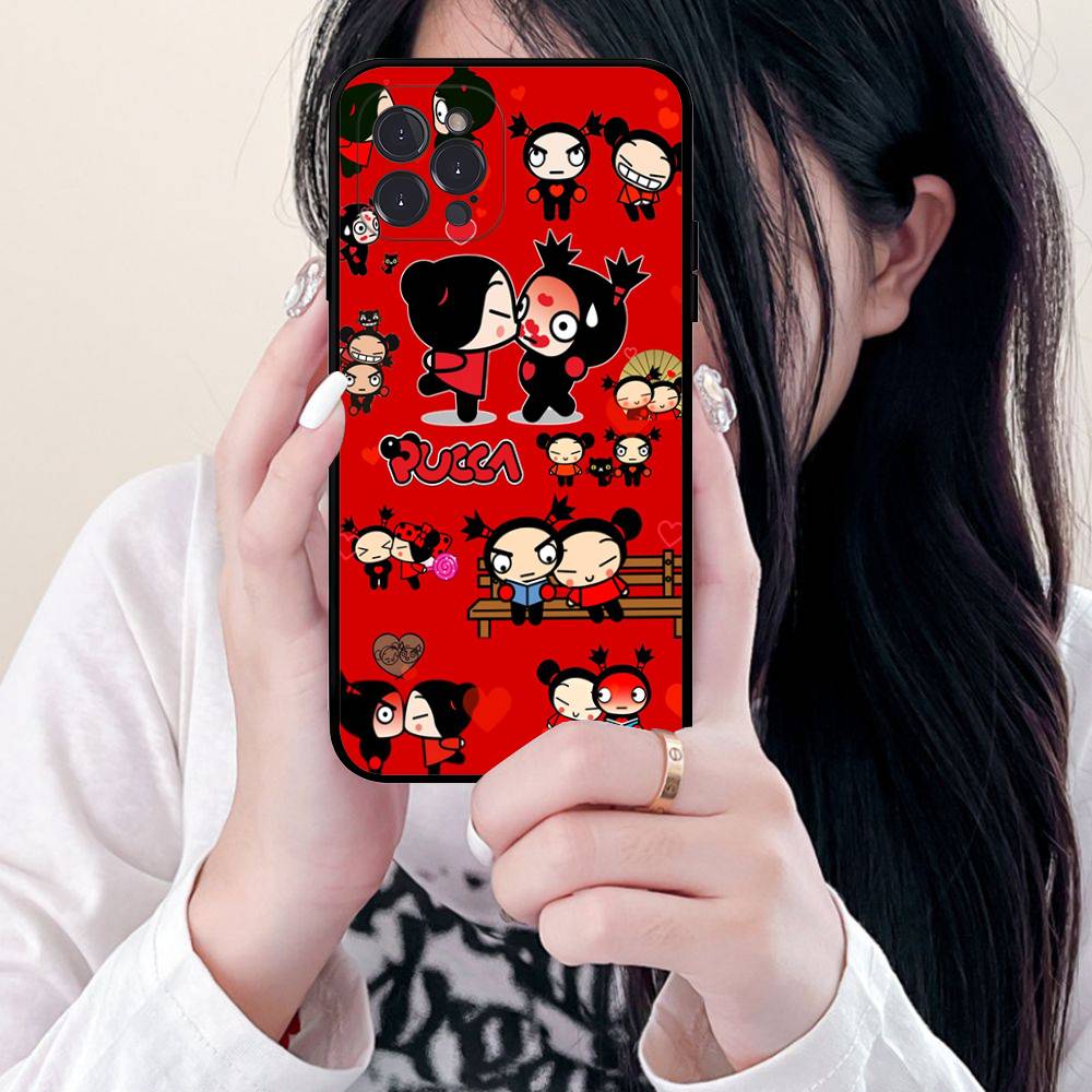 Popular Animation P-Pucca For IPhone 17 16 15 14 13 12 11 Pro Max 13 17Air Shockproof Soft Phone Cases Coque