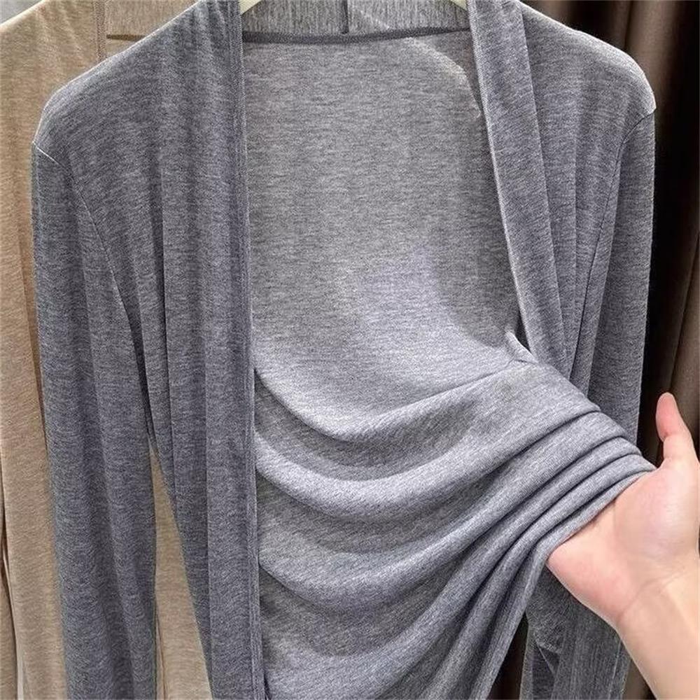 Korean Fashion Thin Long-sleeved Sunscreen Shawl for Women Spring Summer Knitted Cardigan Air-conditioning Blouse Tops