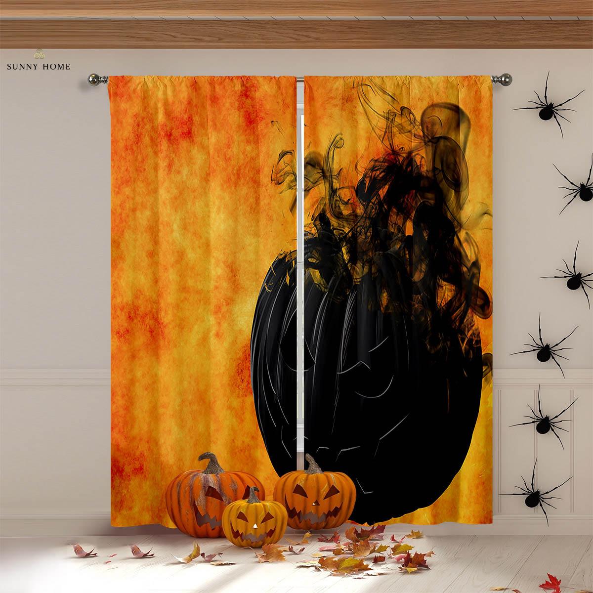 

Анимированные шторы с рисунком тыквы и ведьмы, украшения для вечеринки на Хэллоуин, шторы для детской комнаты, шторы для ресторана, 2 шт. W50xH140(CM)x2PCS&Grommet Top