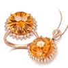 Elegant Women Citrine Jewelry Set Adjustable Ring Pendant Necklace Rose Gold Plated Gemstone Gift
