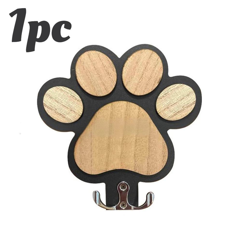 1/2pcs Dog Lover Gift Leash Hanger, Natural Wood with Paw Design, Perfect for Hanging Collars, Coats & Keys, Housewarming