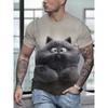 Men's Summer Casual Short Sleeved T-shirt with Realistic Cat Pattern Print