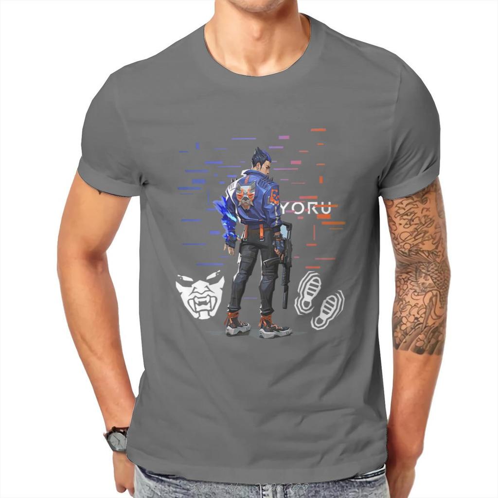 VALORANT Gra Yoru Agent T-shirt Moda Vintage Odzież Męska Topy Luźna Bawełniana Koszulka z Okrągłym Dekoltem