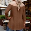 Dámská Elegantní Odhalující Ramena Nadměrná Velikost Blůza Volný Střih Ležérní Na Vycházky Top S Rukávem 3/4
