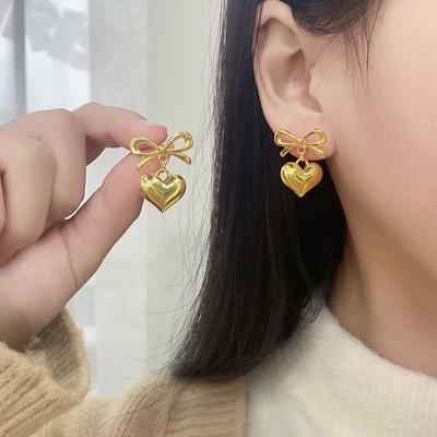 Heart-shaped Pendant Earrings For Women, Titanium Steel Earrings And Jewelry