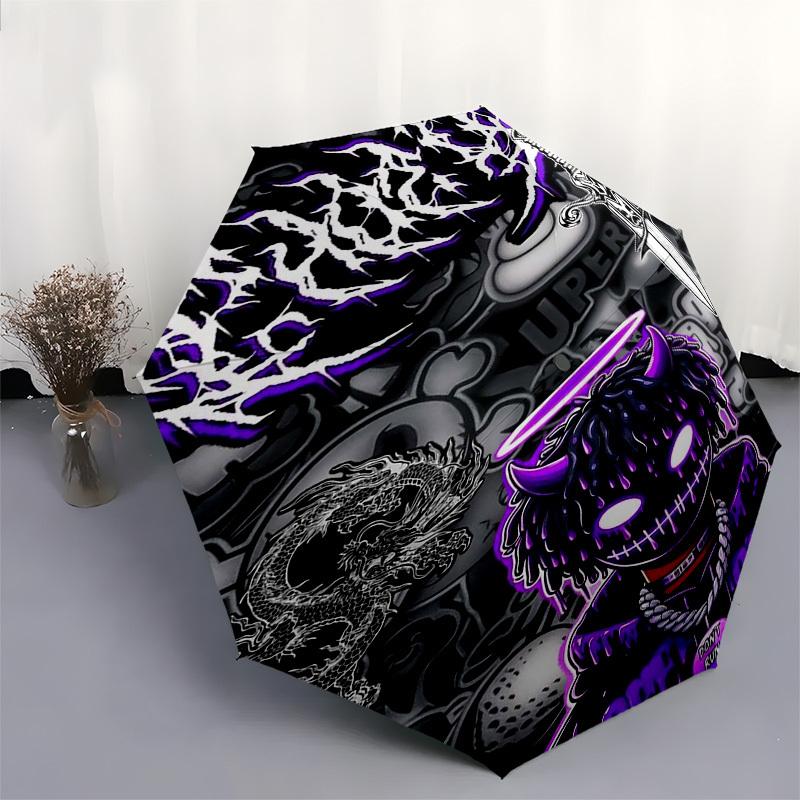1pc Devil Run Automatic Open, Windproof, Compact Travel Umbrella, Gift for Birthday, Christmas, Business 93055